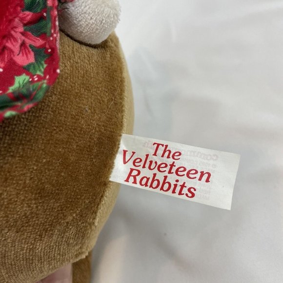 Commonwealth Velveteen Rabbit 12” Plush Bunny Red Floral Dress Bow Vtg 1995 - Picture 7 of 10